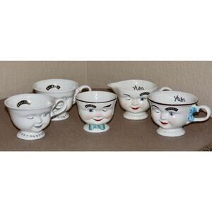 Baileys Irish Cream Winking Creamer & Sugar VINTAGE YUM Coffee Tea Cups 5pc Set